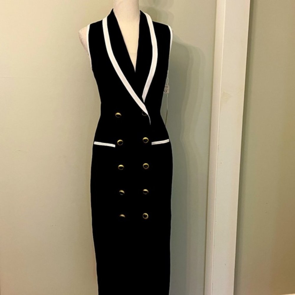 Vintage Danny & Nicole Double Breasted Dress Size 12 Black & White